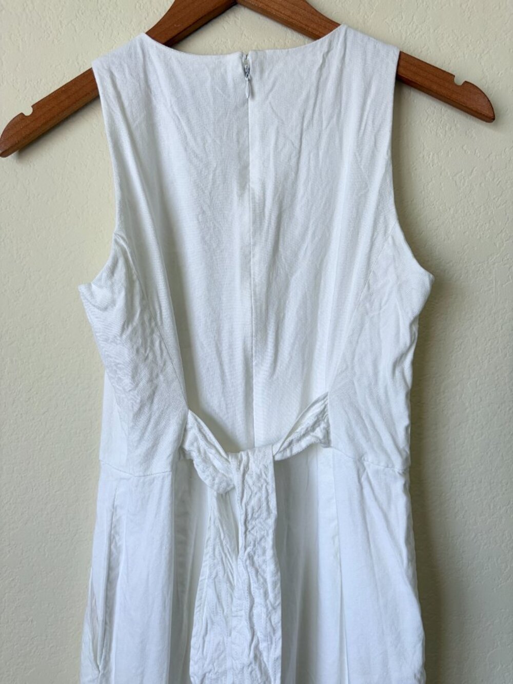 Antonio Melani Jumpsuit Womens 2 White Linen Blend Sleeveless Wide Leg Tie Back - Picture 7 of 8